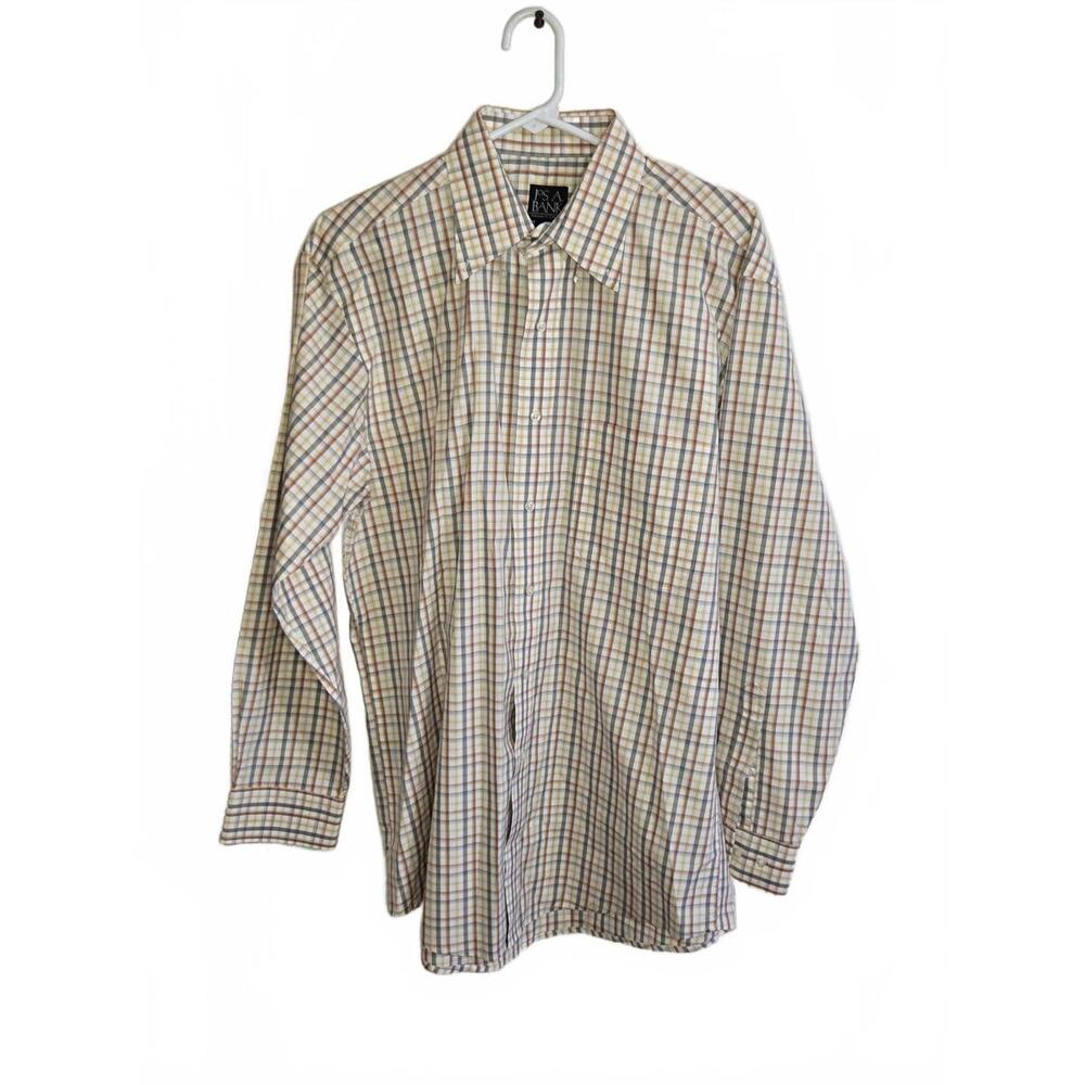 Jos. A. Bank Traveler's Collection Medium Cotton Plaid Dress Shirt